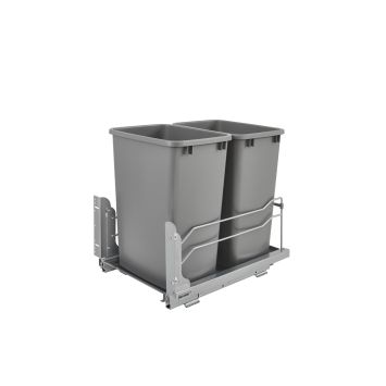 Rev-a-Shelf - Double 35 Qt. Pull-Out Silver Waste Container with Soft-Close Slides - 53WC-1835SCDM-217