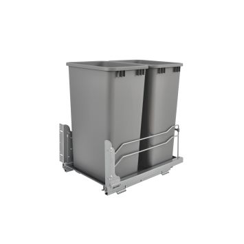 Rev-a-Shelf - Double 50 Qt. Pull-Out Silver Waste Container with Soft-Close Slides - 53WC-2150SCDM-217