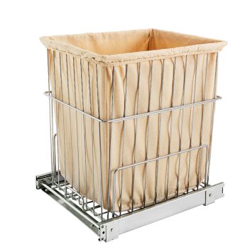 Rev-A-Shelf - 1520 Wire Hamper W/Slides & Cloth Bag Revised Slide/Btm Bracket - HRV-1520 S CR