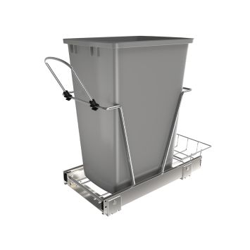 Rev-A-Shelf - Sgl 35 Qt Slvr Waste Container Pull-Out W/Fe Slides - 15
