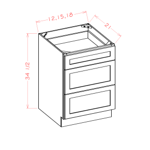Canyon Silver 3VDB15 - Vanity Three Drawer Base - RTA Kitchen Cabinets - SG-3VDB15