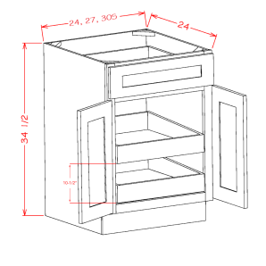 Canyon Silver B30S2RS - Double Door Single Drawer Base - RTA Kitchen Cabinets - SG-B30S2RS