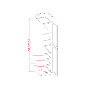Canyon Silver U1896244RS - Double Door Four Rollout Shelf Utility Cabinet Kit - RTA Kitchen Cabinets - SG-U1896244RS