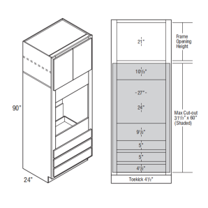 Lawrence Chalk OC3D339024 - Single Oven Cab 33W 90H 24D - Custom Kitchen Cabinets - 325-OC3D339024