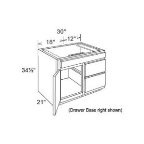 Northfield Ocean V3021D-R - 1 Door 2 Drawer Vanity Sink Base Cabinets - RTA Kitchen Cabinets - EB27-V3021D-R