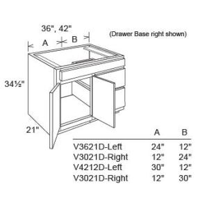 Northfield Ocean V4221D-L - 2 Doors 2 Drawers Vanity Sink Base Cabinets - RTA Kitchen Cabinets - EB27-V4221D-L