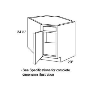 Shaker Cotton CSB36 - Diagonal Corner Sink Base Cabinets - RTA Kitchen Cabinets - L10-CSB36