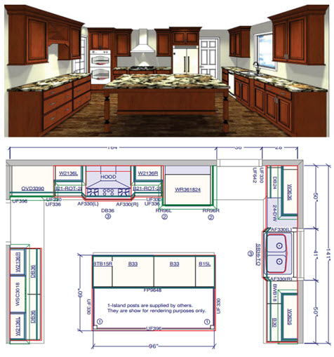 CliqStudios kitchen design rendering