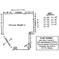 Sketch your measurements to start working with a kitchen designer.