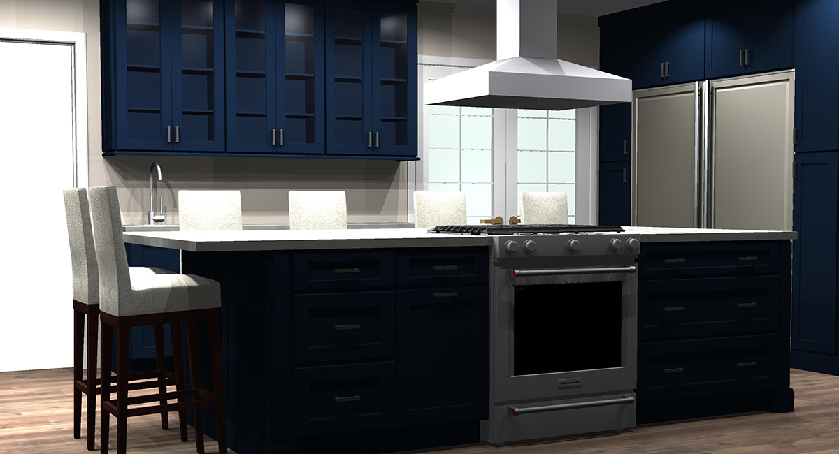 Initial design rendering blue-kitchen final rendering