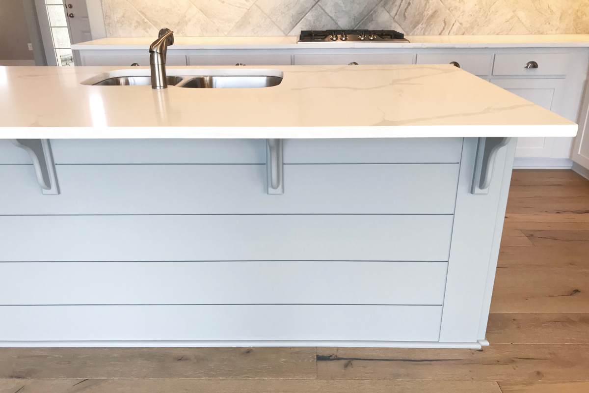 Shiplap kitchen island cabinets with matching corbel countertop supports Shiplap kitchen island cabinets with matching corbel countertop supports