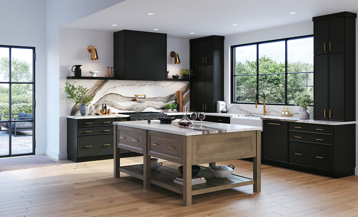 White oak kitchen cabinets with skinny shaker door style