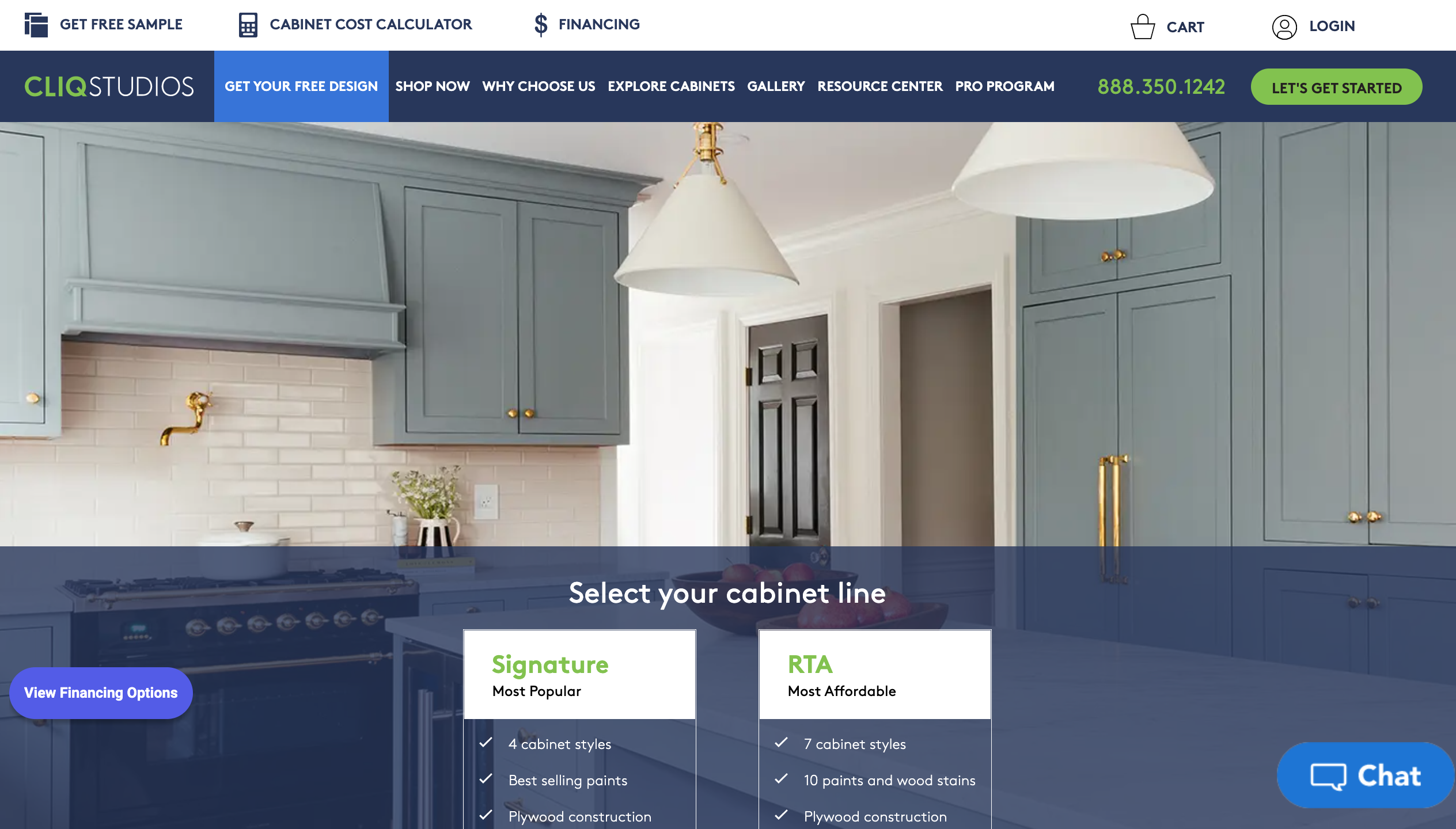 CliqStudios kitchen cabinet quoting tool web page CliqStudios kitchen cabinet quoting tool web page