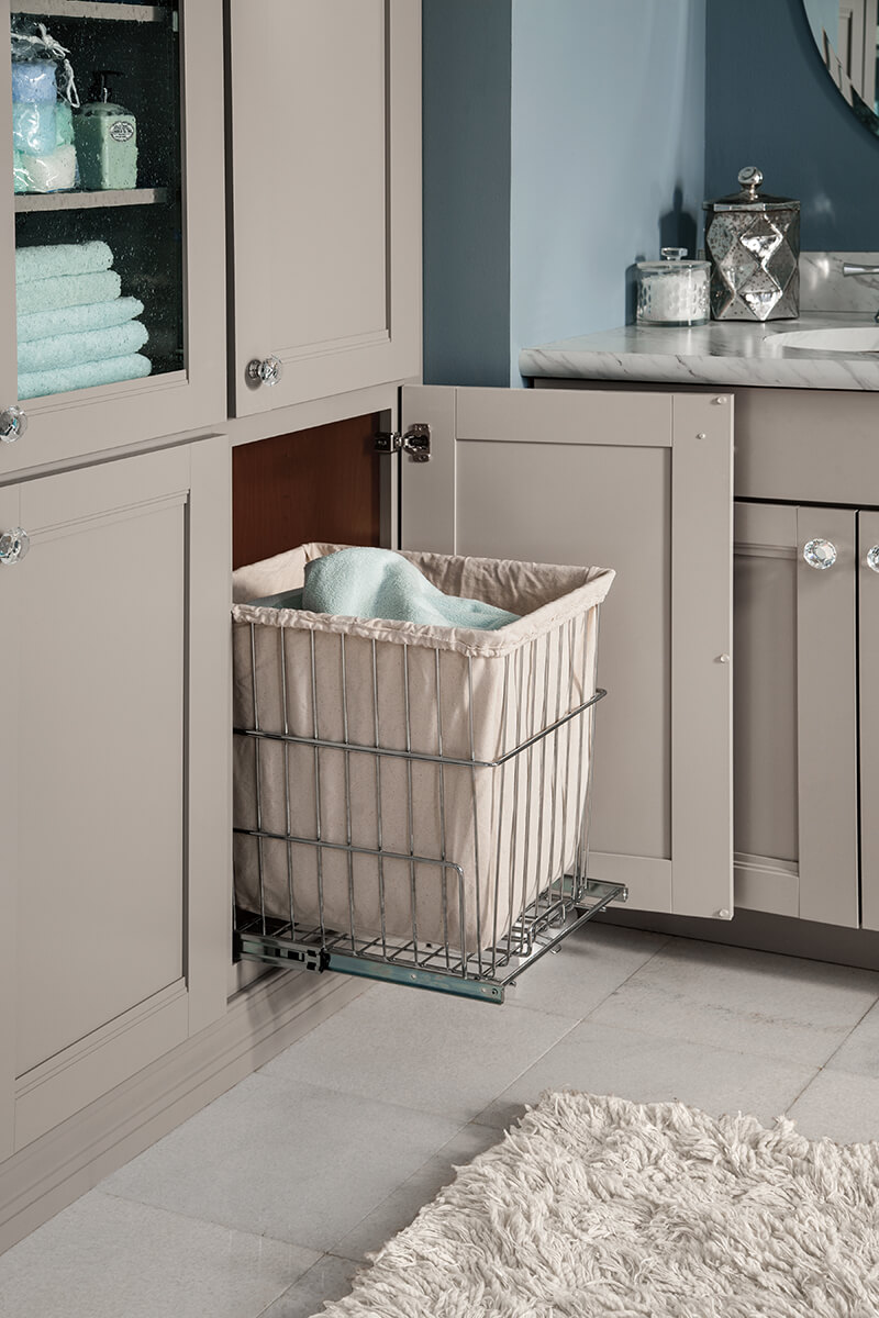 Tall Corner Cabinet with Doors in Bathroom Suite. The image is of a tall corner cabinet with doors in bathroom suite. Tall corner cabinets with doors are effective as they have multiple adjustable shelves for storing endless bathroom supplies.