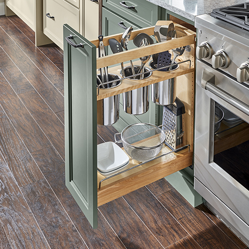 Green shaker pull-out canister base kitchen cabinet Green shaker pull-out canister base kitchen cabinet
