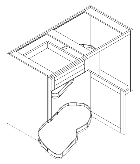 White shaker blind corner base kitchen cabinet with pull-out trays White shaker blind corner base kitchen cabinet with pull-out trays