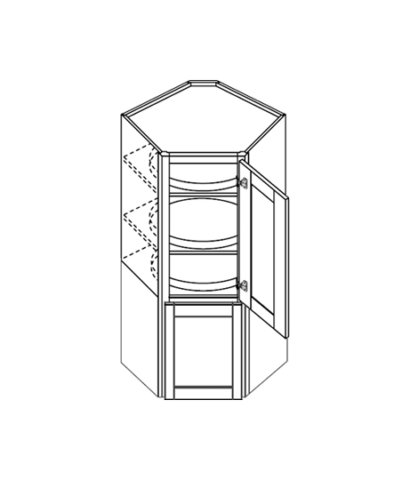 White shaker kitchen wall cabinet with spinning lazy susan and garage door at the bottom White shaker kitchen wall cabinet with spinning lazy susan and garage door at the bottom