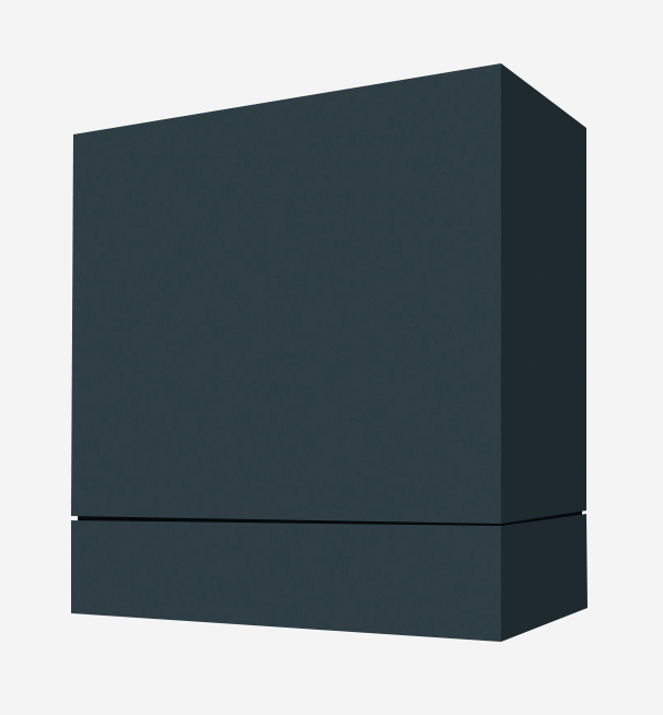 Box wood range hood in Indigo paint Box wood range hood in Indigo paint