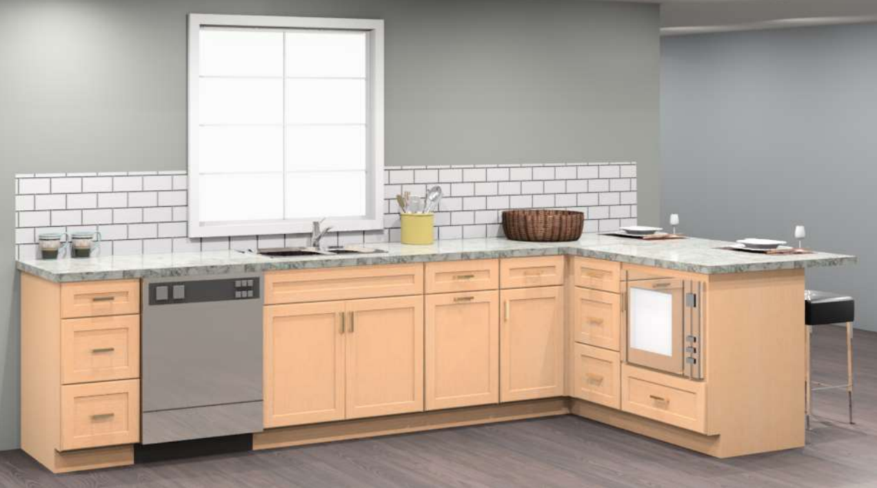 CliqStudios design packet rendering of a sink wall design with peninsula CliqStudios design packet rendering of a sink wall design with peninsula