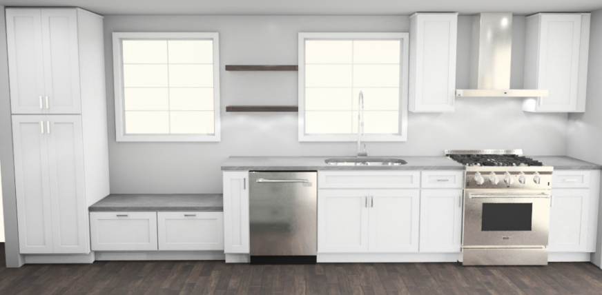 CliqStudios design packet rendering in Dayton White and Harbor cabinets CliqStudios design packet rendering in Dayton White and Harbor cabinets