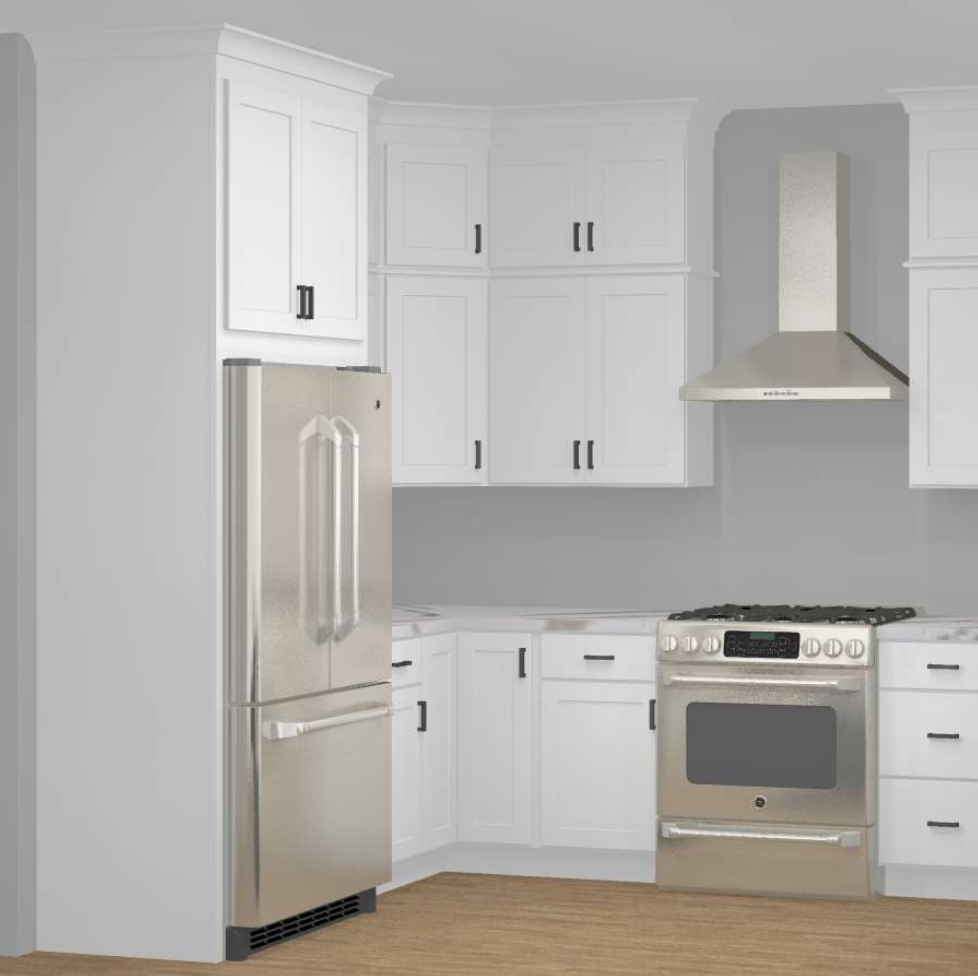 CliqStudios design packet rendering in white shaker cabinets CliqStudios design packet rendering in white shaker cabinets