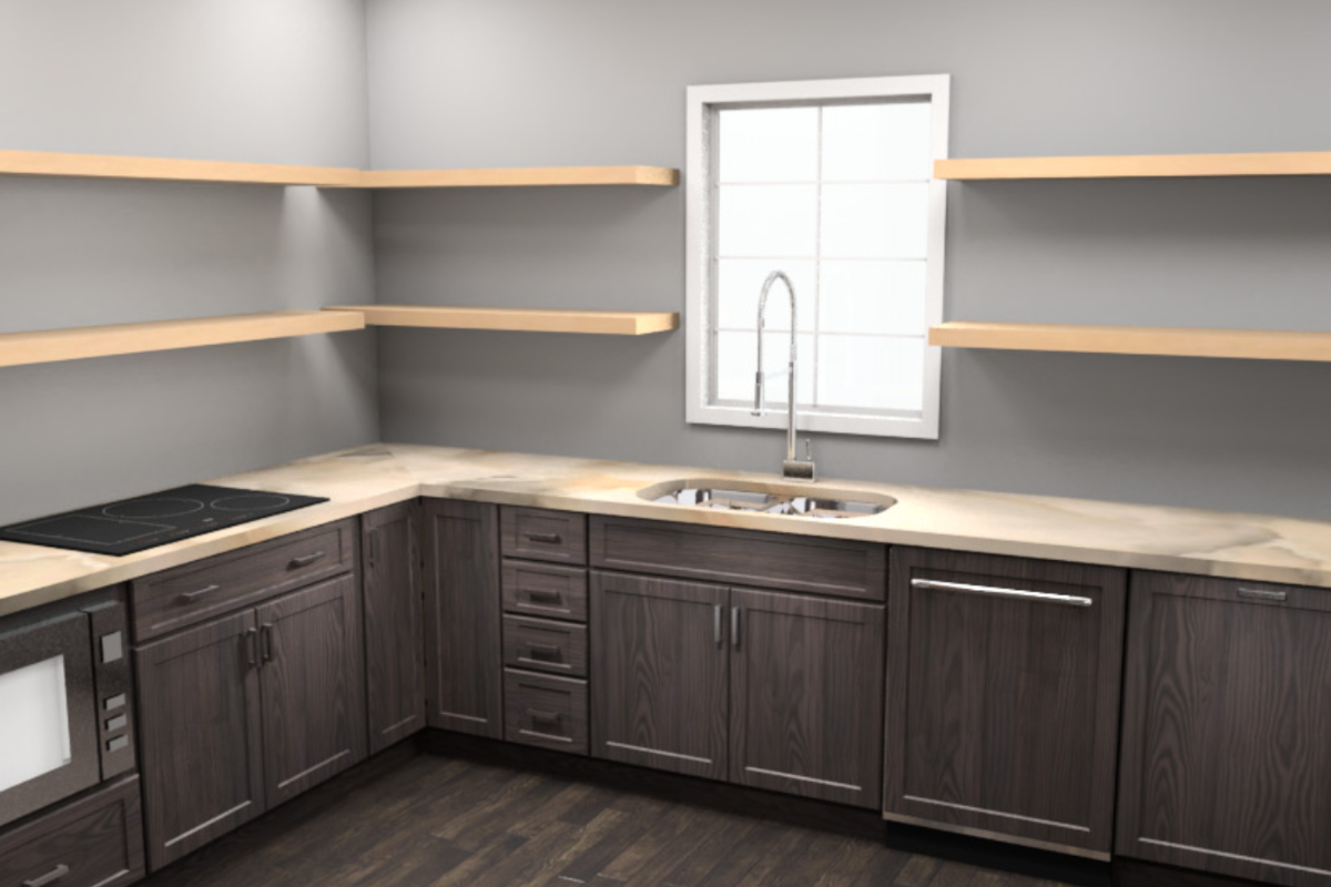 CliqStudios design packet rendering in Craftsman line's Harrison Smoke kitchen cabinets CliqStudios design packet rendering in Craftsman line's Harrison Smoke kitchen cabinets