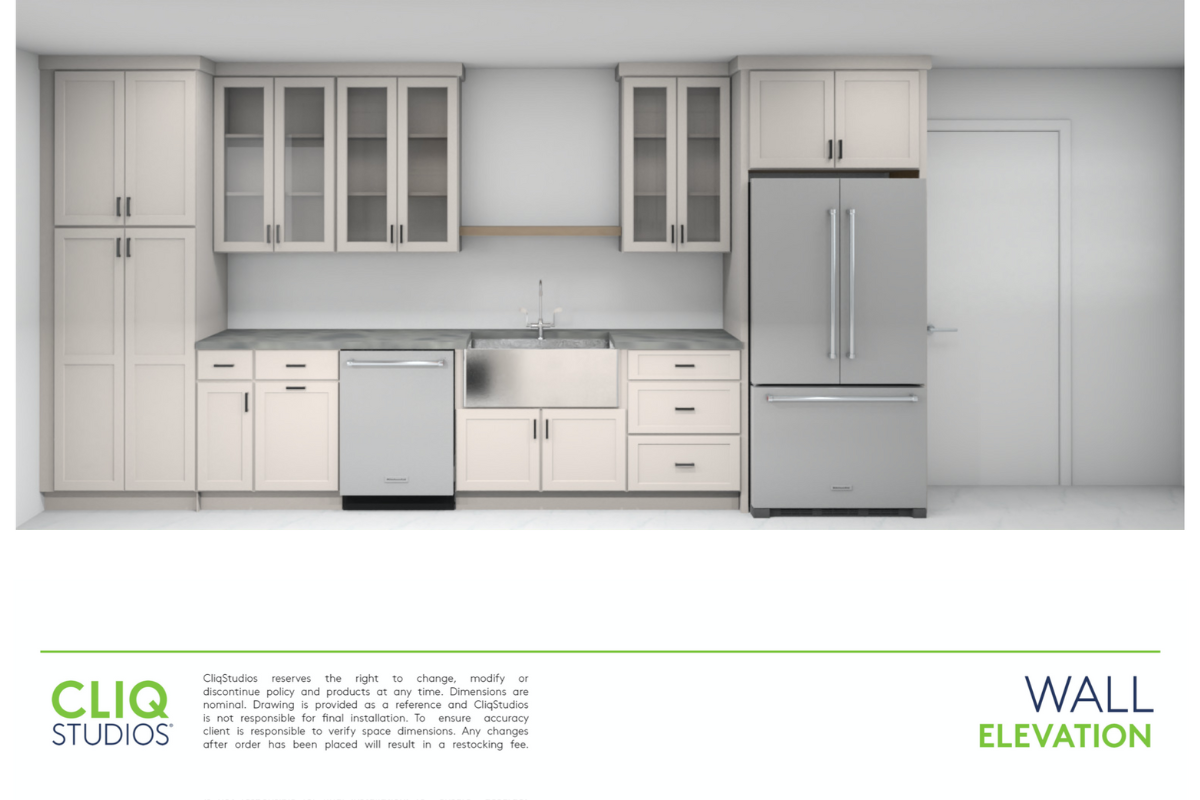 CliqStudios design packet rendering with white shaker cabinets CliqStudios design packet rendering with white shaker cabinets