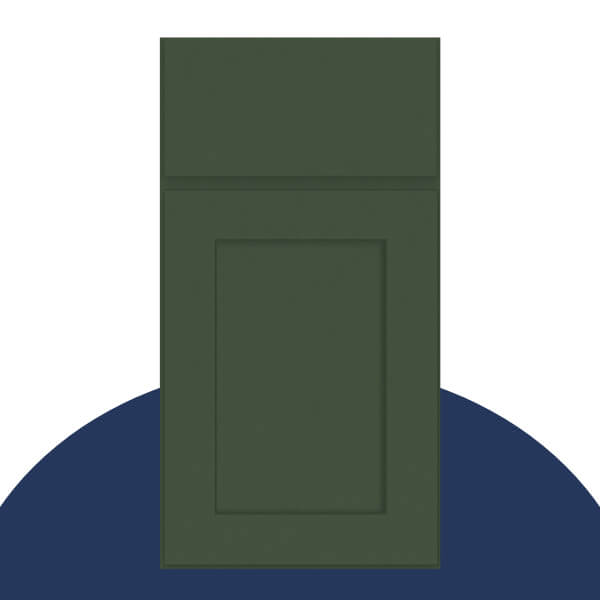 Dark green shaker door style Dark green shaker door style with slab drawer front
