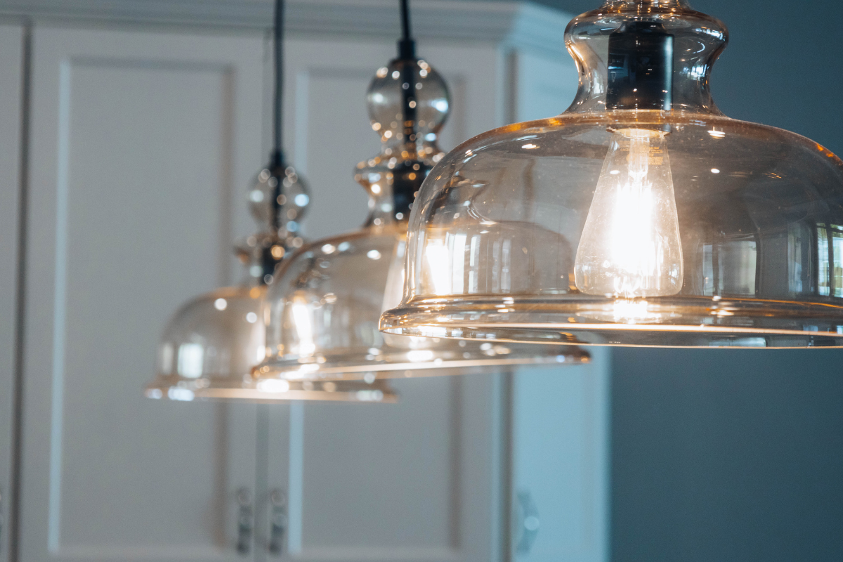 Three glass pendant lights with dark glass Glass pendant lighting