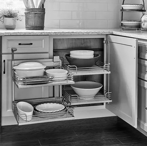 Shaker blind corner base pull-out kitchen cabinet Shaker blind corner base pull-out kitchen cabinet