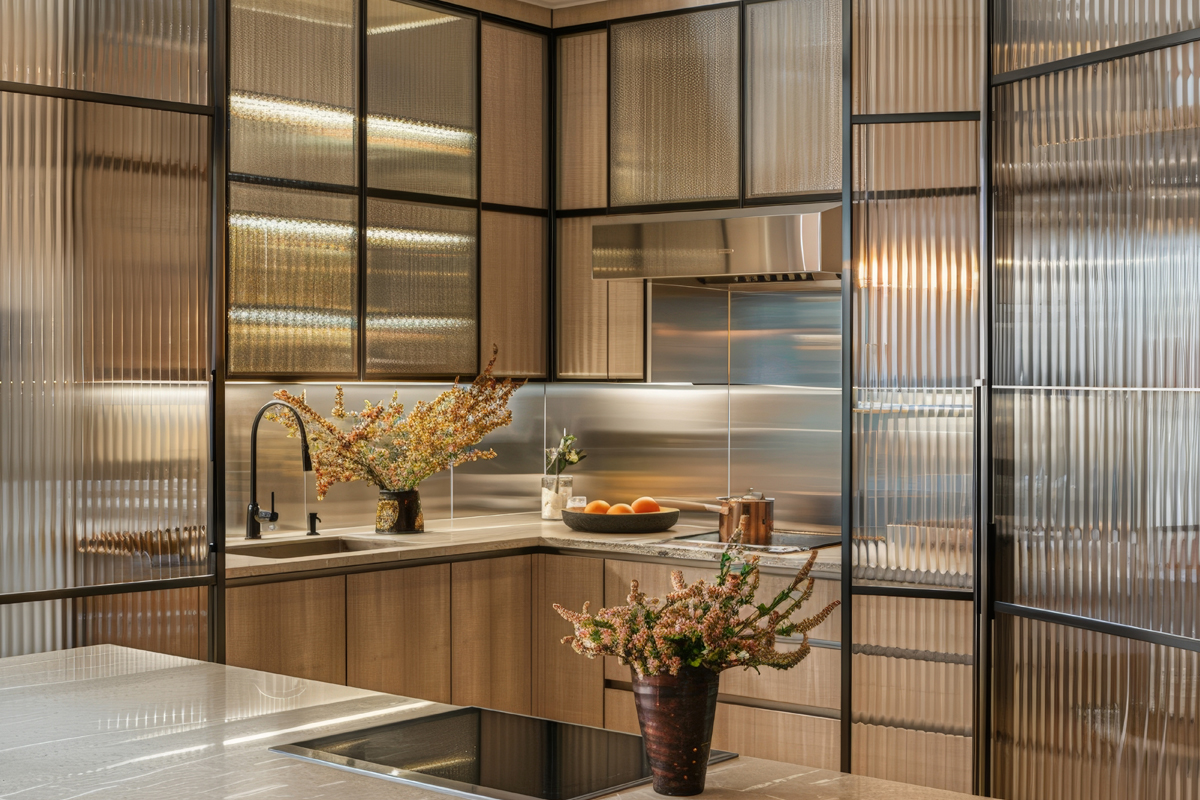 Kitchen Cabinet with Reeded Glass Kitchen Cabinet with Reeded Glass