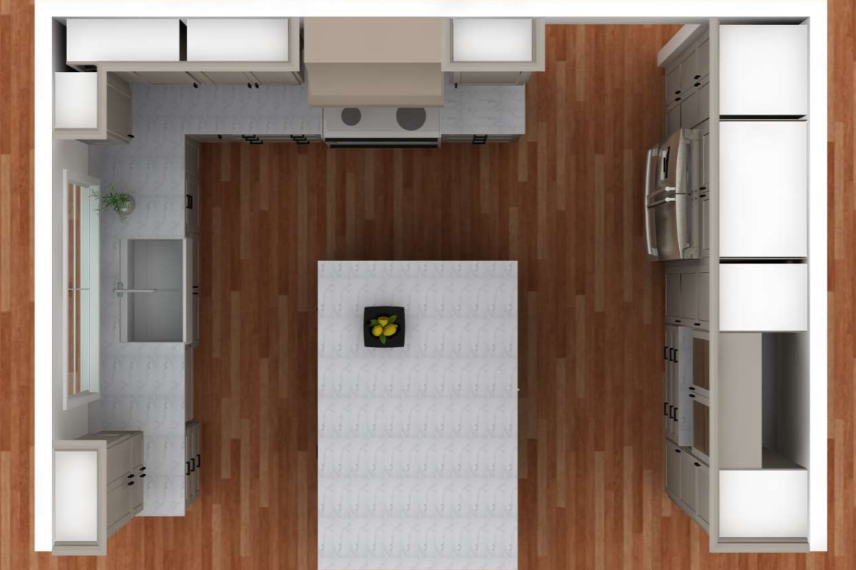 Top-down view of CliqStudios 3D design packet floor plan Top-down view of CliqStudios 3D design packet floor plan