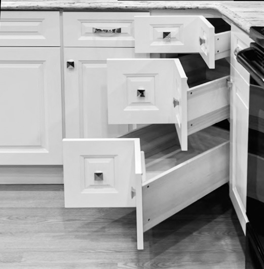 Decorative style white corner drawer kitchen cabinet Decorative style white corner drawer kitchen cabinet