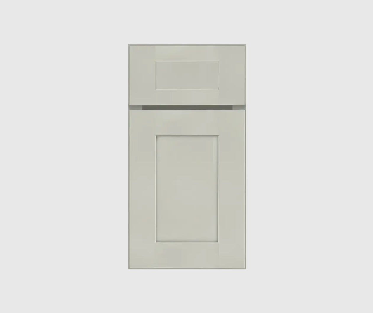 Wide stile shaker door style in light gray opaque stain Wide stile shaker door style in light gray opaque stain