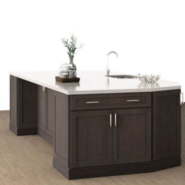 Semi-circle dark brown island rendering Semi-circle dark brown island rendering