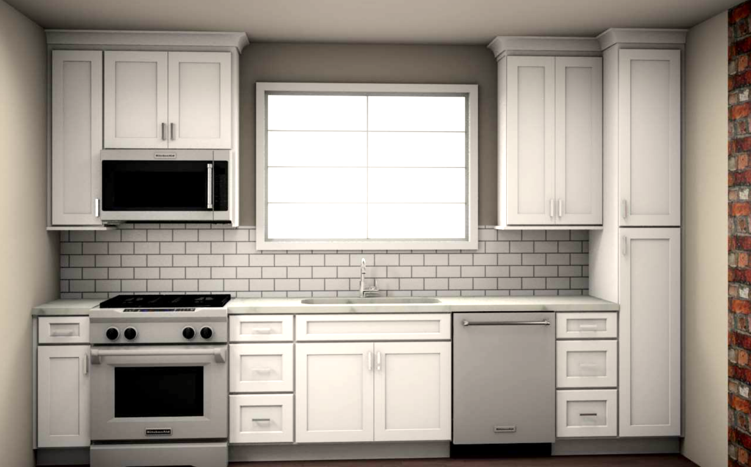 Shaker white kitchen sink elevation Shaker white kitchen sink elevation