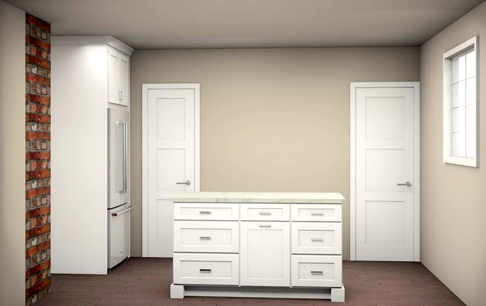 Shaker white kitchen island elevation Shaker white kitchen island elevation