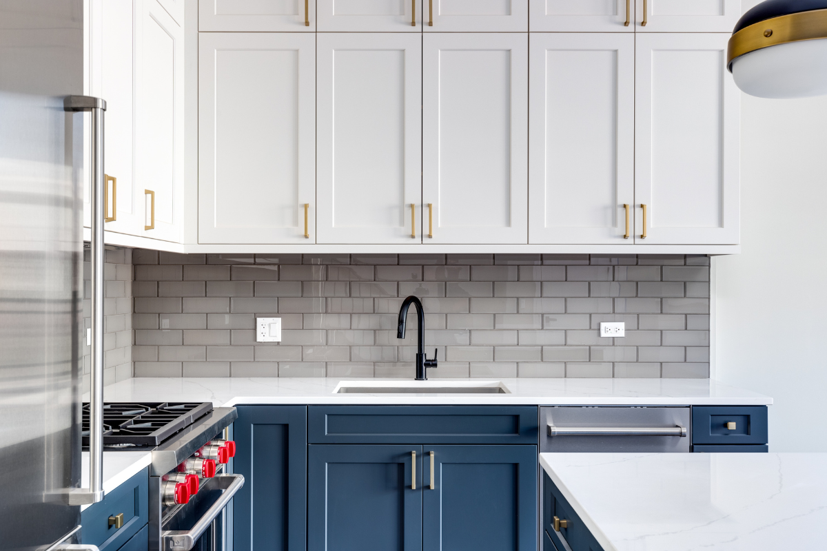 white and blue shaker kitchen cabinet design with gold hardware white and blue shaker kitchen cabinet design with gold hardware