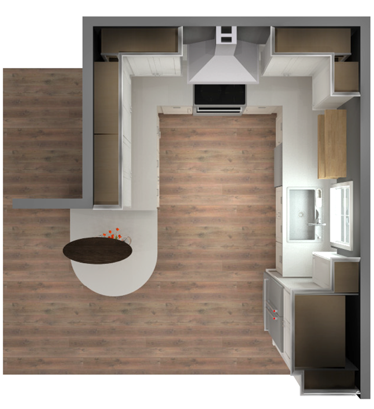Aerial view kitchen 3D image Aerial view kitchen 3D image