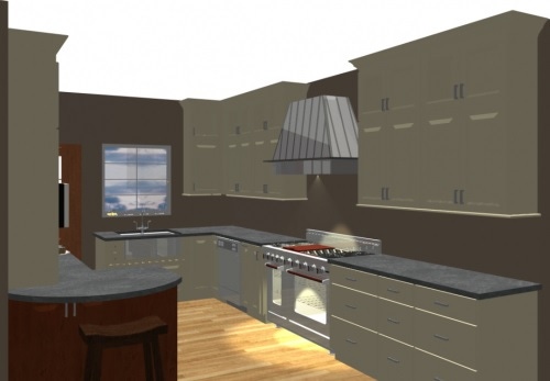 computer generated image of bakers dream kitchen with painted green cabinets computer generated image of bakers dream kitchen with painted green cabinets