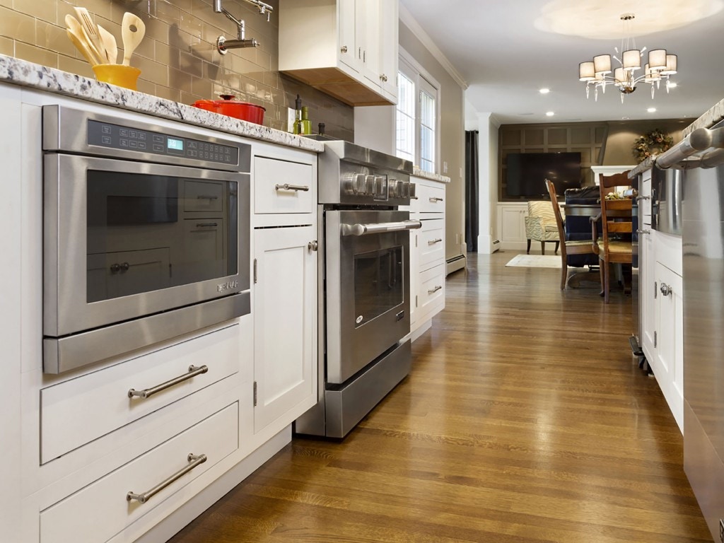 White inset shaker kitchen cabinets with a built-in microwave White inset shaker kitchen cabinets with a built-in microwave