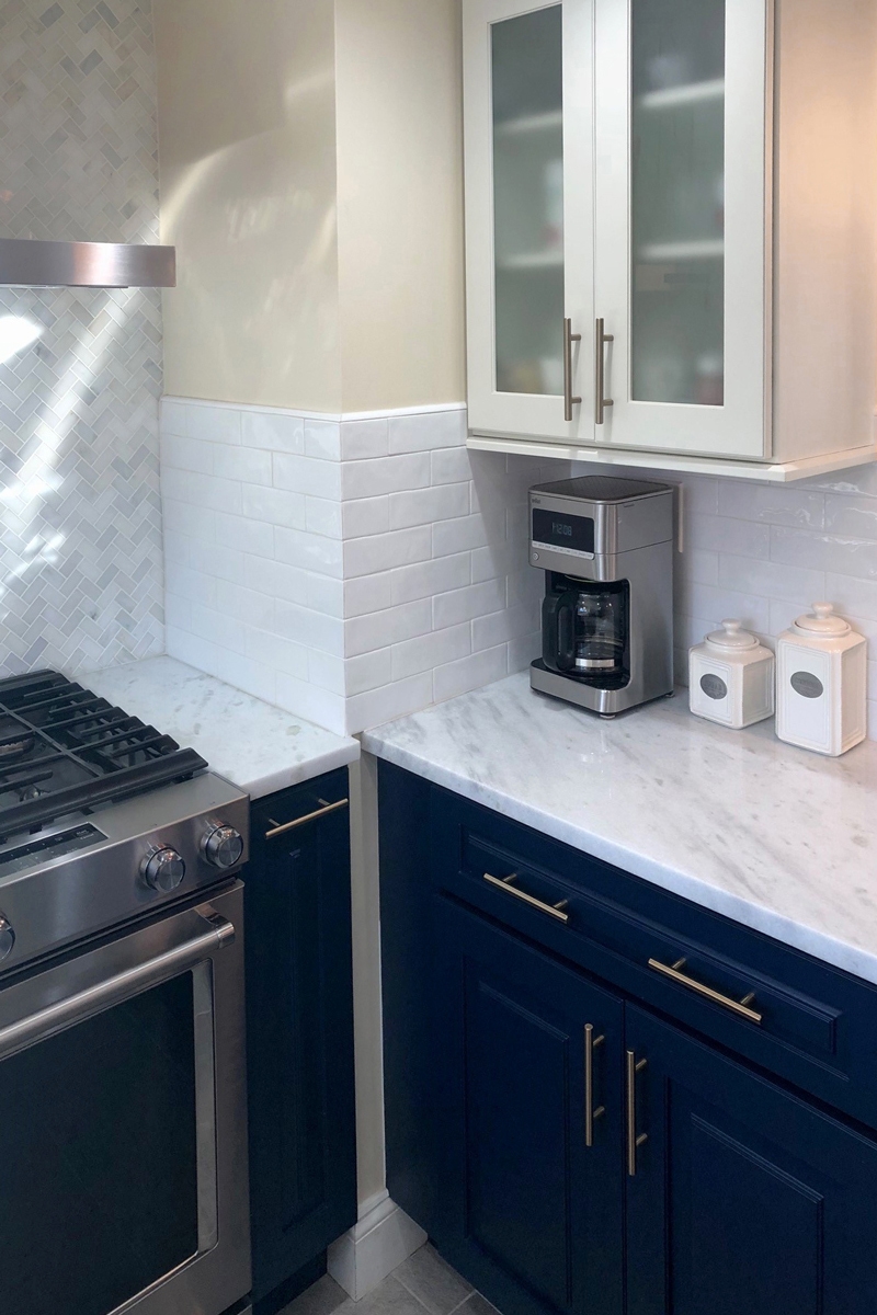 Kitchen corner with stove and cabinet drawers Kitchen corner with stove and cabinet drawers