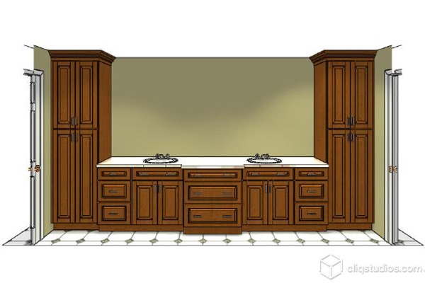 Rendering of maple cabinetry for bathroom Rendering of maple cabinetry for bathroom