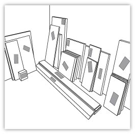 many flat packages containg RTA cabinet parts waiting to be assembled many flat packages containg RTA cabinet parts waiting to be assembled