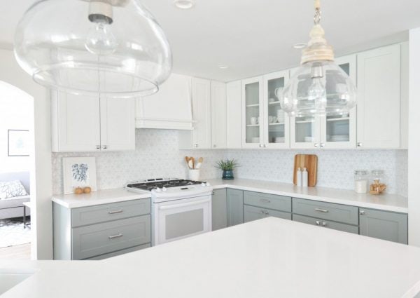 Shaker painted white Blue-Gray cabinets Shaker painted white Blue-Gray cabinets
