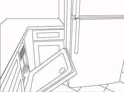 sketch of dishwasher opening into refrigerator door sketch of dishwasher opening into refrigerator door