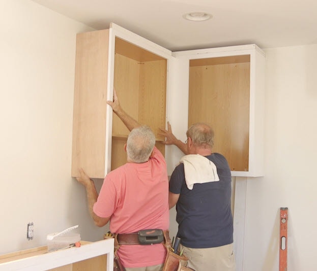 Installing wall shaker cabinets in pro remodeler project Installing wall shaker cabinets in pro remodeler project