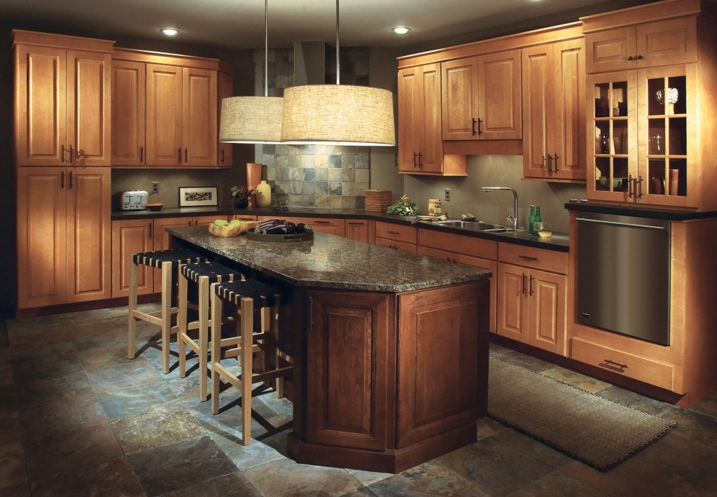 cherry island with raised panel style and black granite countertop cherry island with raised panel style and black granite countertop