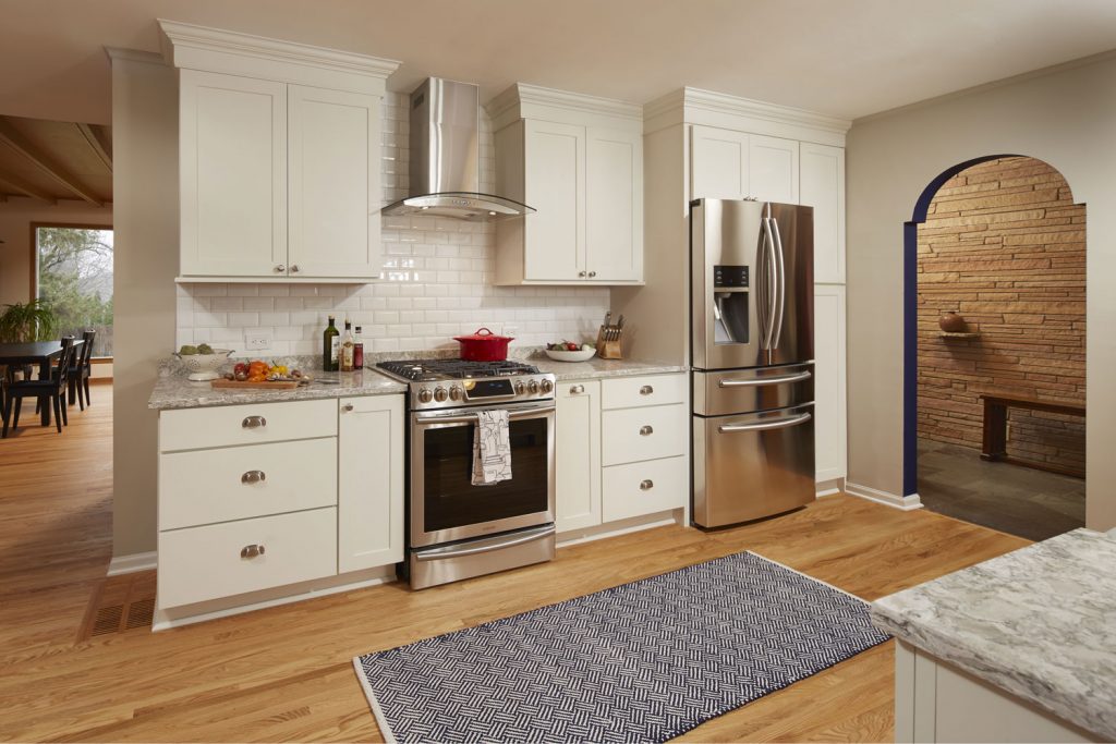 Kitchen Wall with Shaker Door Style Stainless Oven and Refrigerator Kitchen Wall with Shaker Door Style Stainless Oven and Refrigerator
